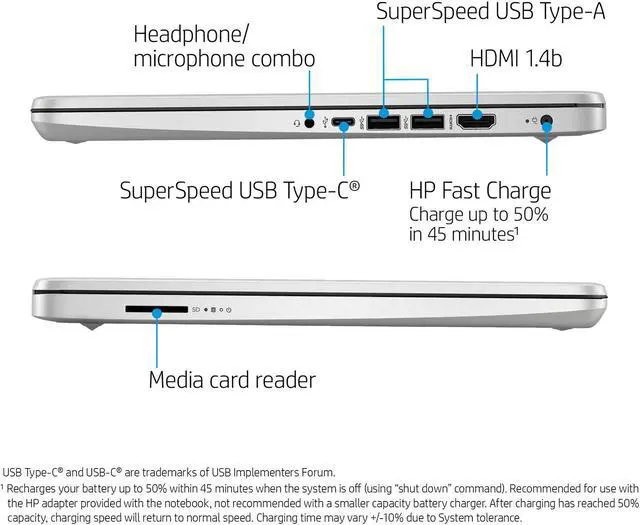 Alt view image 9 of 11 - HP 14" Laptop: Core i3-1005G1, 256GB SSD, 8GB RAM, 14" Full HD IPS Display