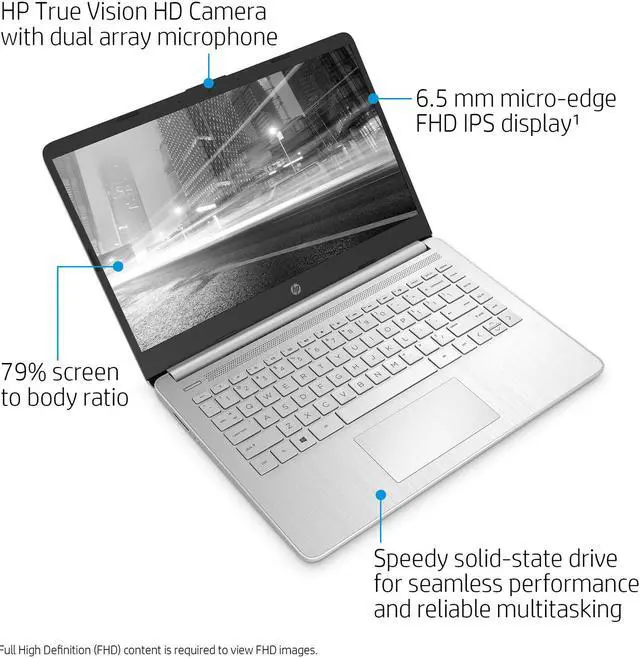 Alt view image 10 of 11 - HP 14" Laptop: Core i3-1005G1, 256GB SSD, 8GB RAM, 14" Full HD IPS Display