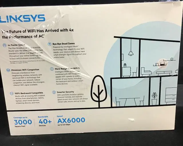 Alt view image 2 of 3 - Linksys AX6000 MR9610 /MR9600 Mesh Wi-Fi Router (Wi-Fi 6 Router, Dual-Band Wireless Mesh Router for Home Mesh Network) Future-Proof Fast Wireless Router