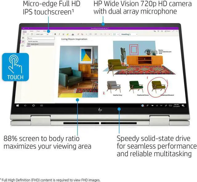 Alt view image 3 of 7 - HP ENVY x360 15-ed1071cl Intel Core i7 11th Gen 1165G7 (2.80GHz) 16GB Memory 512 GB PCIe SSD Intel Iris Xe Graphics 15.6" Touchscreen 1920 x 1080 Convertible 2-in-1 Laptop Windows 10 / 11 Home 64-bit