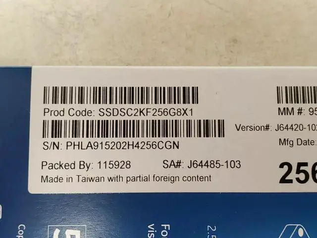 Alt view image 7 of 8 - Intel - SSDSC2KF256G8X1 - Solid State Drive SSDSC2KF256G8X1 5450s 2.5 inch 256GB SATA 6Gb/s 3D2 TLC Single Pack