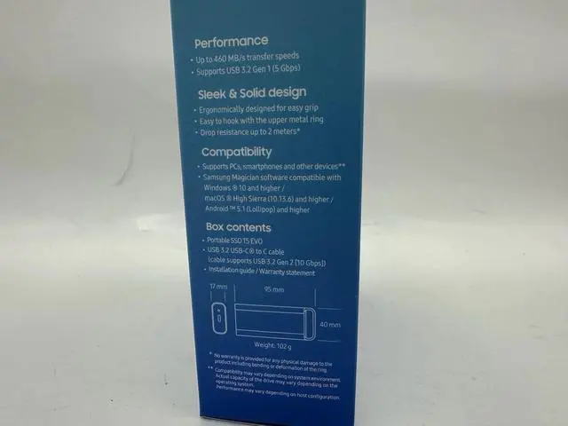 Alt view image 3 of 5 - SAMSUNG T5 EVO Portable SSD 2TB, USB 3.2 Gen 1 External Solid State Drive, Seq. Read Speeds Up to 460MB/s for Gaming and Content Creation, MU-PH2T0S/AM, MU-PM2T0G/WW, Gray