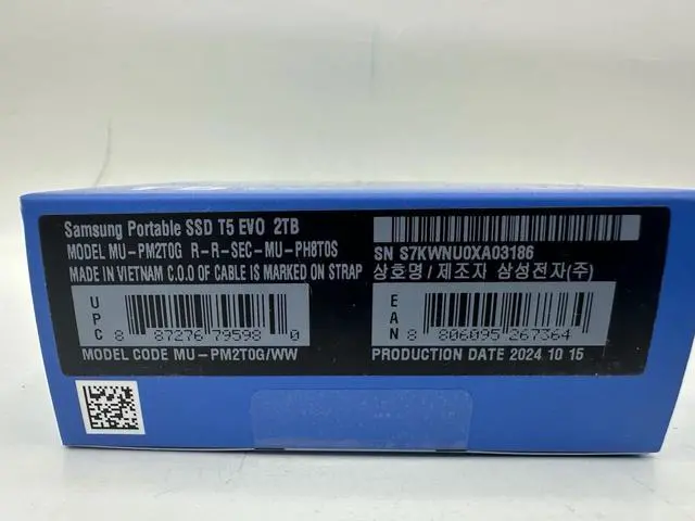 Alt view image 5 of 5 - SAMSUNG T5 EVO Portable SSD 2TB, USB 3.2 Gen 1 External Solid State Drive, Seq. Read Speeds Up to 460MB/s for Gaming and Content Creation, MU-PH2T0S/AM, MU-PM2T0G/WW, Gray