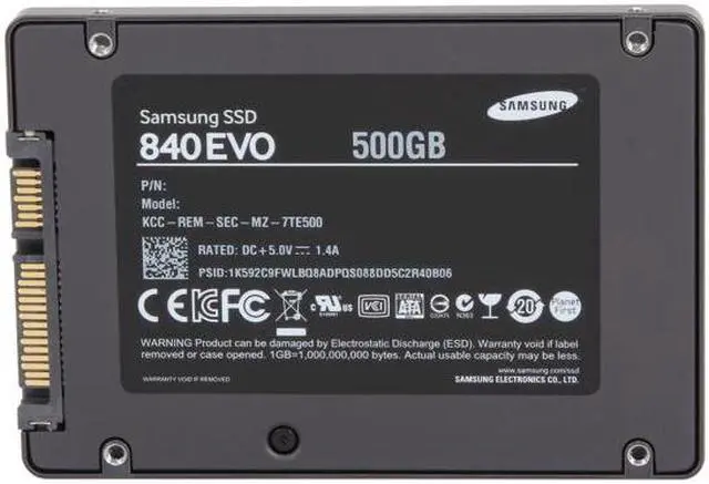 Alt view image 3 of 6 - SAMSUNG 840 EVO 2.5" 500GB SATA III TLC Internal Solid State Drive (SSD) MZ-7TE500BW