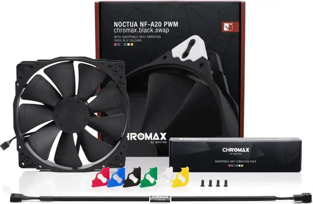 Alt view image 4 of 7 - Noctua NF-A20 PWM chromax.black.swap, Premium Quiet Fan, 4-Pin (200x30mm, Black)