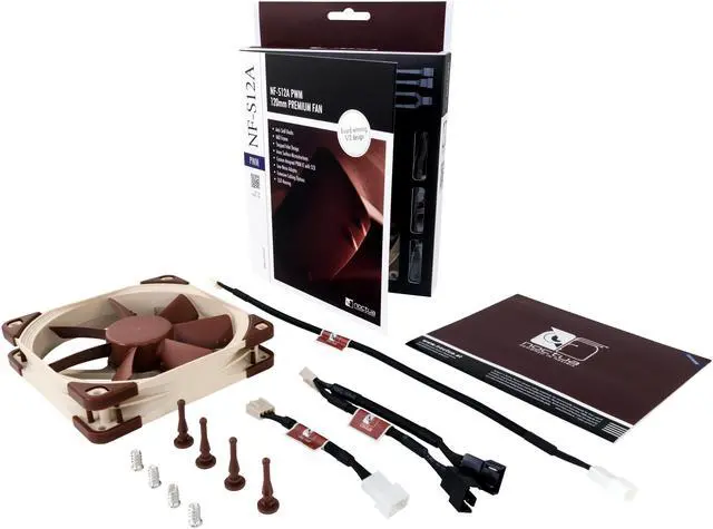 Alt view image 3 of 6 - Noctua NF-S12A PWM, Premium Quiet Fan, 4-Pin (120mm, Brown)