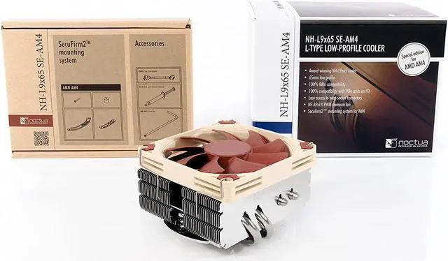 Alt view image 4 of 6 - Noctua NH-L9x65 SE-AM4, Premium Low-profile CPU Cooler with 92mm Fan for AMD AM4 (Brown)