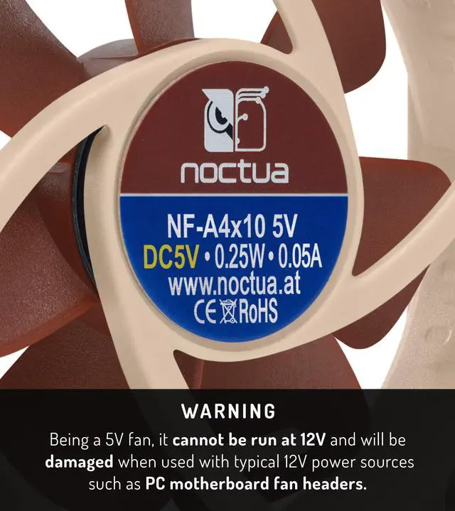 Alt view image 2 of 7 - Noctua NF-A4x10 5V, Premium Quiet Fan, 3-Pin, 5V Version (40x10mm, Brown)