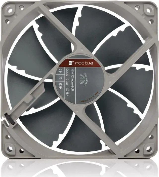 Alt view image 3 of 7 - Noctua NF-P12 redux-900, Ultra Quiet Silent Fan, 3-Pin, 900 RPM (120mm, Grey)