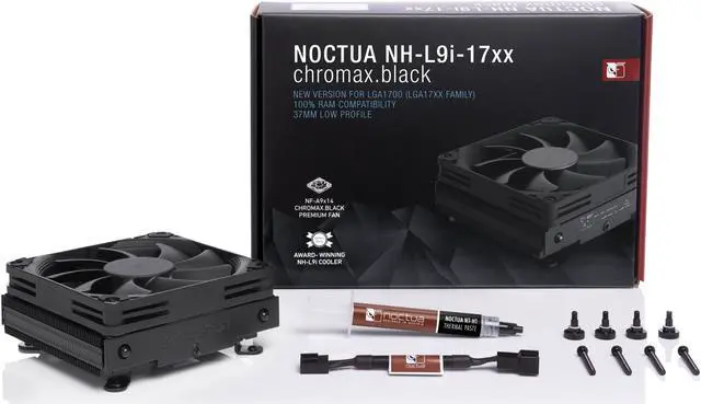 Alt view image 4 of 6 - Noctua NH-L9i-17xx chromax.black, Premium Low-Profile CPU Cooler for Intel LGA1700 and LGA1851 (Black)