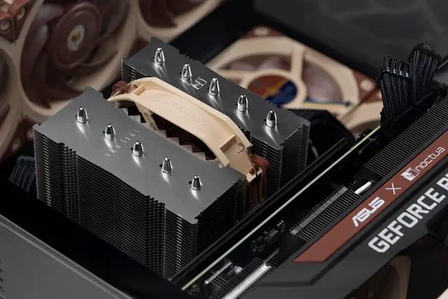 Alt view image 6 of 7 - Noctua NH-D12L, Low-Height Dual-Tower CPU Cooler (120mm, Brown)