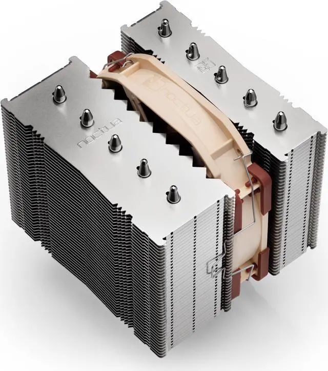 Alt view image 4 of 7 - Noctua NH-D12L, Low-Height Dual-Tower CPU Cooler (120mm, Brown)