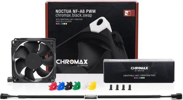 Alt view image 3 of 7 - Noctua NF-A8 PWM chromax.black.swap, Premium Quiet Fan, 4-Pin (80mm, Black)