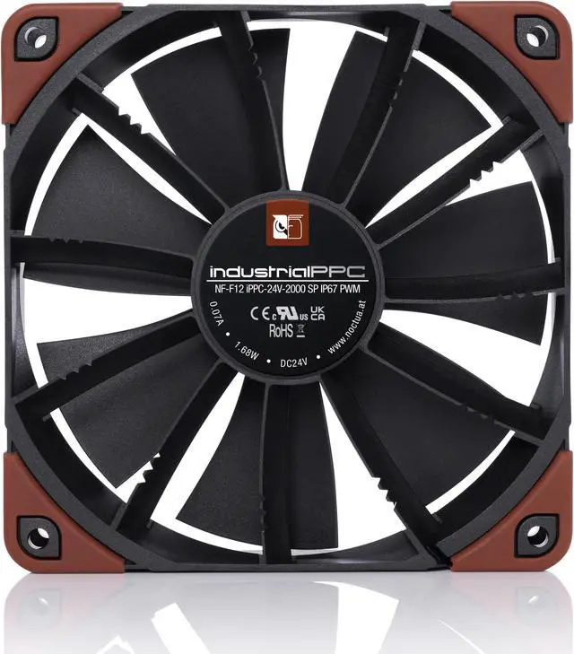 Alt view image 4 of 7 - Noctua NF-F12 iPPC-24V-2000 SP IP67 PWM, Heavy Duty Cooling Fan, 4-Pin, 2000 RPM, 24V Version (120mm, Black)