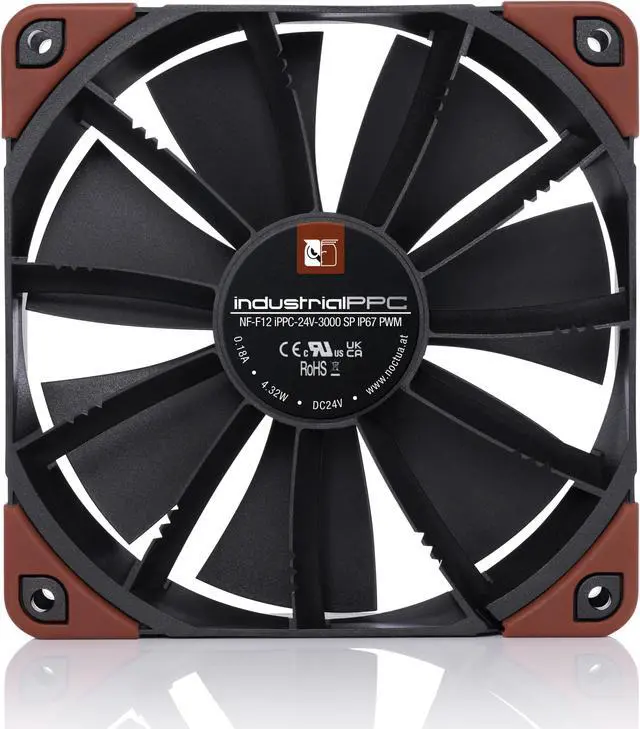 Alt view image 4 of 7 - Noctua NF-F12 iPPC-24V-3000 SP IP67 PWM, Heavy Duty Cooling Fan, 4-Pin, 3000 RPM, 24V Version (120mm, Black)