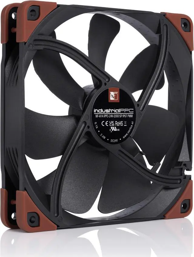 Alt view image 2 of 7 - Noctua NF-A14 iPPC-24V-2000 SP IP67 PWM, Heavy Duty Cooling Fan, 4-Pin, 2000 RPM, 24V Version (140mm, Black)