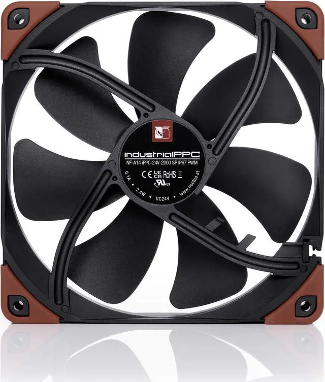 Alt view image 4 of 7 - Noctua NF-A14 iPPC-24V-2000 SP IP67 PWM, Heavy Duty Cooling Fan, 4-Pin, 2000 RPM, 24V Version (140mm, Black)
