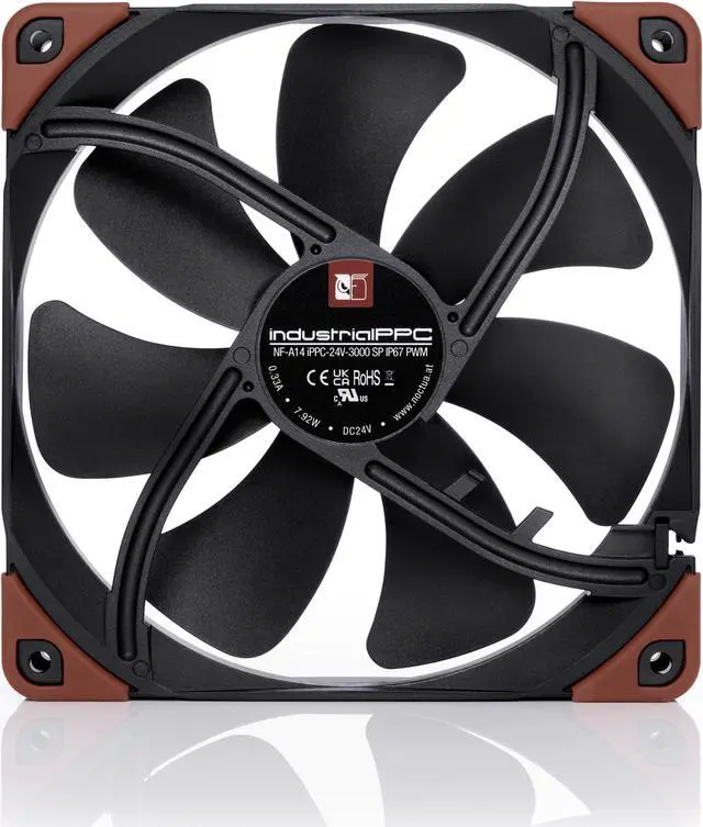 Alt view image 4 of 7 - Noctua NF-A14 iPPC-24V-3000 SP IP67 PWM, Heavy Duty Cooling Fan, 4-Pin, 3000 RPM, 24V Version (140mm, Black)