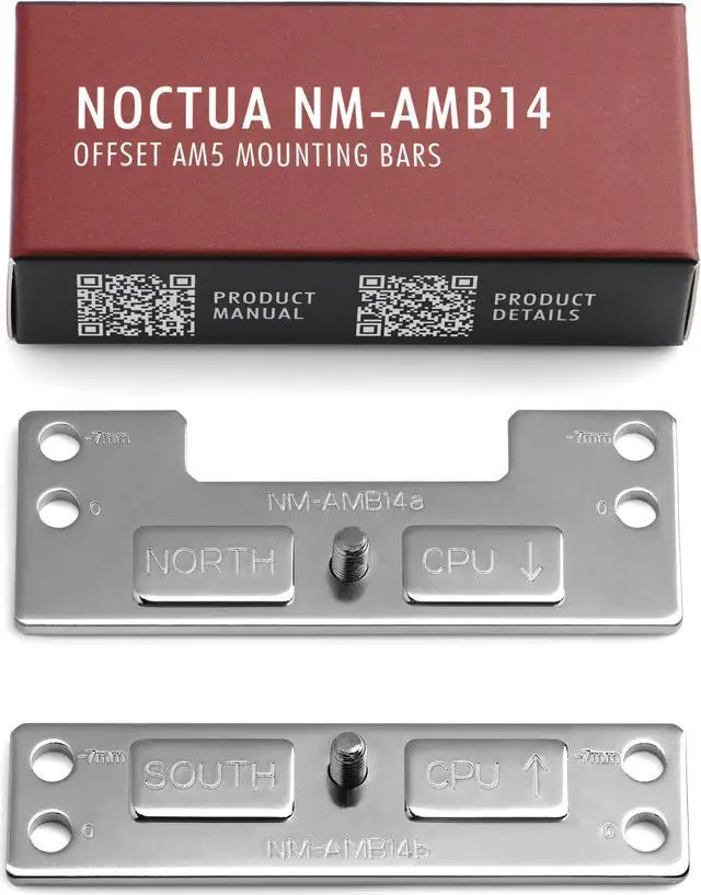 Alt view image 2 of 4 - Noctua NM-AMB14, Offset AMD AM5 Mounting Bars for Improved Cooling Performance (Silver)