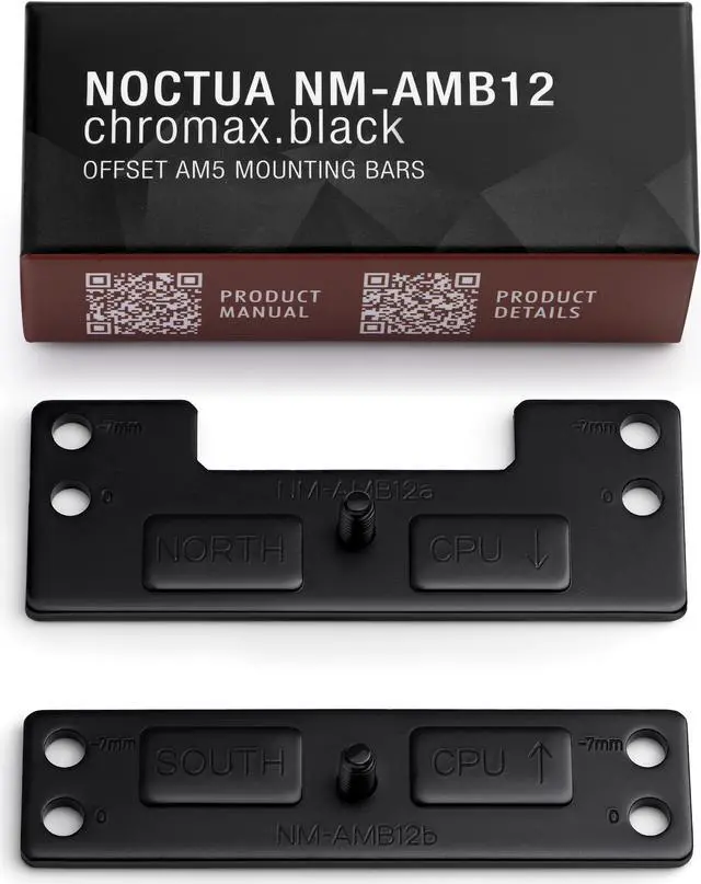 Alt view image 2 of 4 - Noctua NM-AMB12 chromax.black, Offset AMD AM5 Mounting Bars for Improved Cooling Performance (Black)