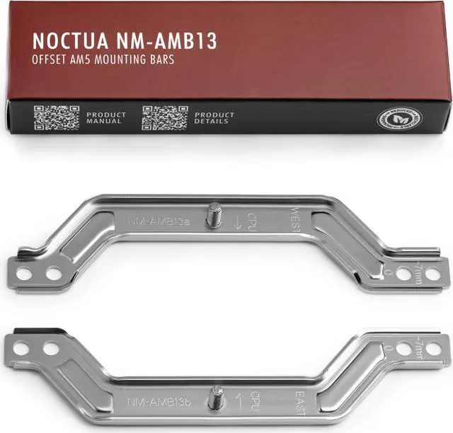Alt view image 2 of 3 - Noctua NM-AMB13, Offset AMD AM5 Mounting Bars for Improved Cooling Performance (Silver)