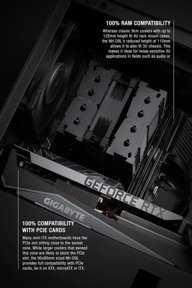 Alt view image 4 of 7 - Noctua NH-D9L chromax.black, Premium CPU Cooler with NF-A9 92mm Fan (Black)