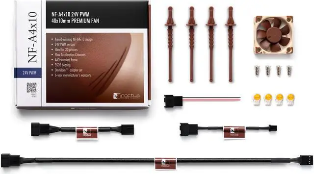 Alt view image 5 of 7 - Noctua NF-A4x10 24V PWM, 40mm Quiet Fan for 3D printers and other Applications, 4-Pin, 24V Version (40x10mm, Brown)