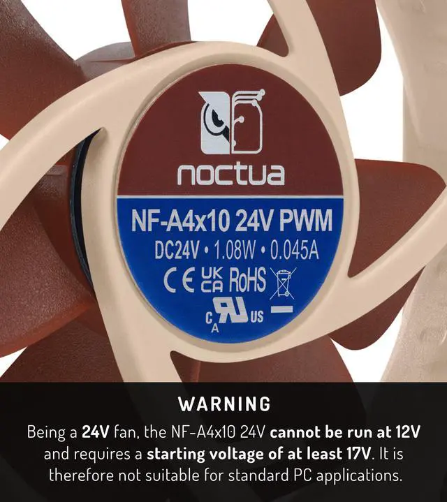 Alt view image 2 of 7 - Noctua NF-A4x10 24V PWM, 40mm Quiet Fan for 3D printers and other Applications, 4-Pin, 24V Version (40x10mm, Brown)