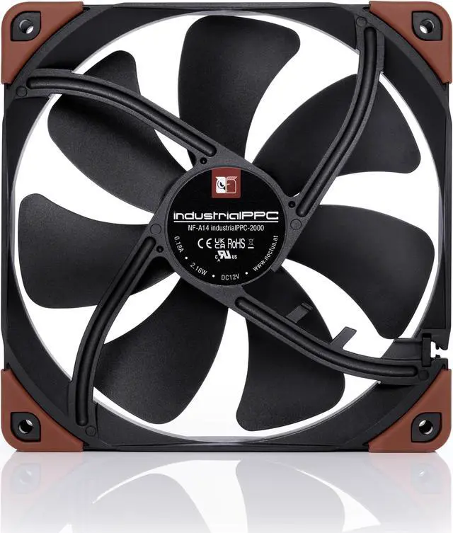 Alt view image 4 of 7 - Noctua NF-A14 iPPC-2000, Heavy Duty Cooling Fan, 3-Pin, 2000 RPM (140mm, Black)