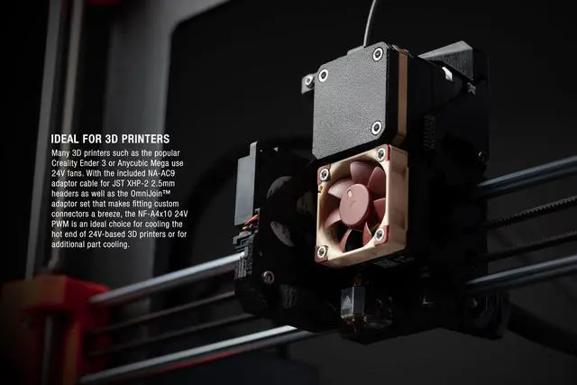 Alt view image 6 of 7 - Noctua NF-A4x10 24V PWM, 40mm Quiet Fan for 3D printers and other Applications, 4-Pin, 24V Version (40x10mm, Brown)