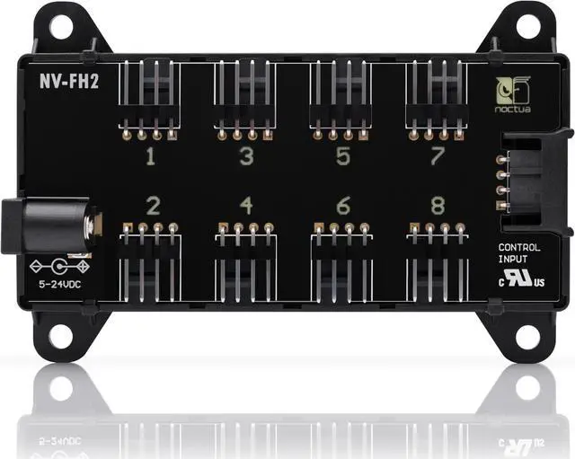Main image of Noctua NV-FH2, 8 Channel Fan Hub for 5V, 12V, and 24V fans, up to 60W Total with Optional 5.5mm Barrel Connector Power Supply (Black)