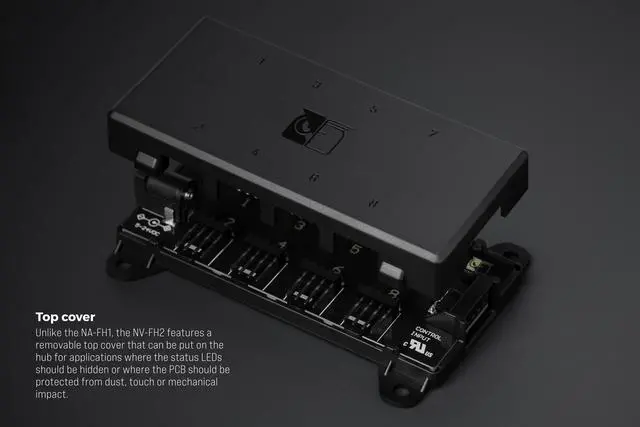 Alt view image 4 of 6 - Noctua NV-FH2, 8 Channel Fan Hub for 5V, 12V, and 24V fans, up to 60W Total with Optional 5.5mm Barrel Connector Power Supply (Black)