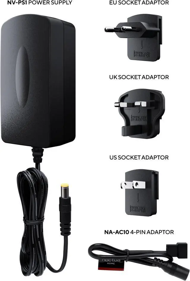 Alt view image 2 of 5 - Noctua NV-PS1, 24W 115/230V AC to 12V DC Switching Power Supply for Powering 12V PC Fans Off Wall Outlets (Black)
