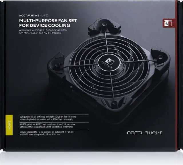 Alt view image 7 of 7 - Noctua NV-FS2, Multi-Purpose Fan Set for Device Cooling with Award-Winning NF-A12x25 120mm Fan, Anti-Vibration Gasket and Pads, Fan Grill and NA-FC1 Speed Controller (Black)