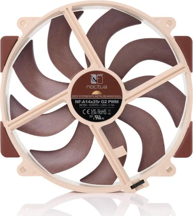 Alt view image 3 of 5 - Noctua NF-A14x25r G2 PWM, Premium-Quality Quiet Round-frame 140mm PC Fan, 4-pin (Brown)