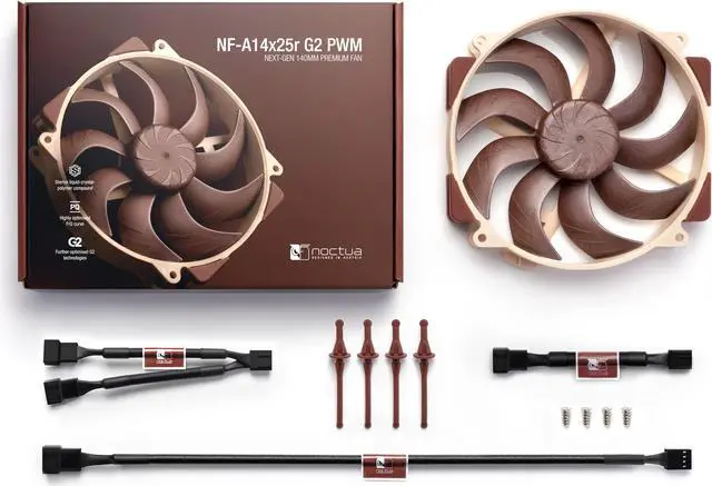 Alt view image 4 of 5 - Noctua NF-A14x25r G2 PWM, Premium-Quality Quiet Round-frame 140mm PC Fan, 4-pin (Brown)