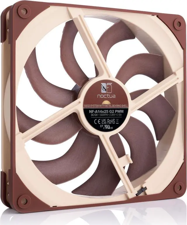 Alt view image 2 of 7 - Noctua NF-A14x25 G2 PWM, Premium-Quality Quiet 140mm PC Fan, 4-pin (Brown)