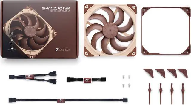 Alt view image 4 of 7 - Noctua NF-A14x25 G2 PWM, Premium-Quality Quiet 140mm PC Fan, 4-pin (Brown)