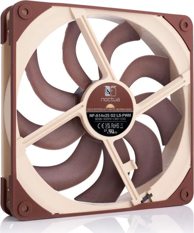 Alt view image 2 of 7 - Noctua NF-A14x25 G2 LS-PWM, Premium-Quality Ultra-Quiet 140mm PC Fan, 4-pin (Brown)