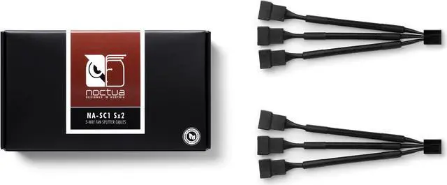 Main image of Noctua NA-SC1 Sx2, 3-Way Fan Splitter Cables, 4-Pin PWM (2-pack, 13cm, Black)