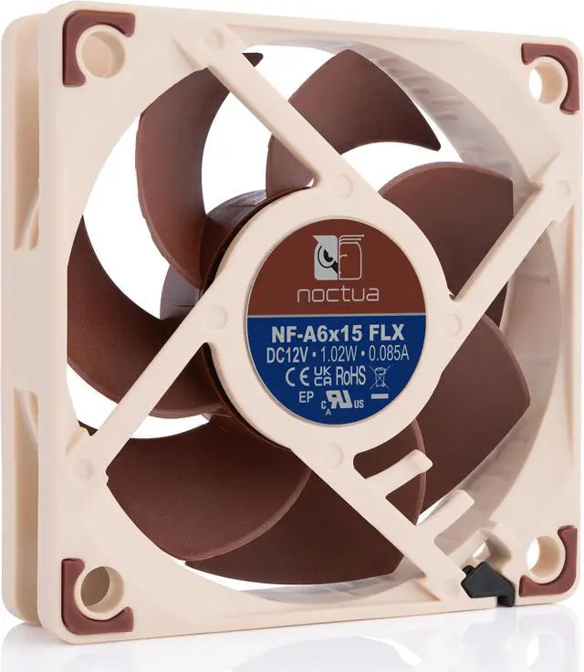 Alt view image 2 of 6 - Noctua NF-A6x15 FLX, Premium Quiet Slim Fan, 3-Pin (60x15mm, Brown)