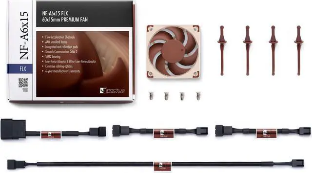 Alt view image 5 of 6 - Noctua NF-A6x15 FLX, Premium Quiet Slim Fan, 3-Pin (60x15mm, Brown)