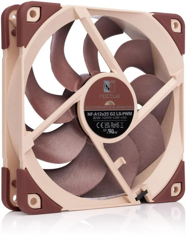 Alt view image 2 of 7 - Noctua NF-A12x25 G2 LS-PWM, Premium-Quality Quiet 120mm PC Fan (Brown)