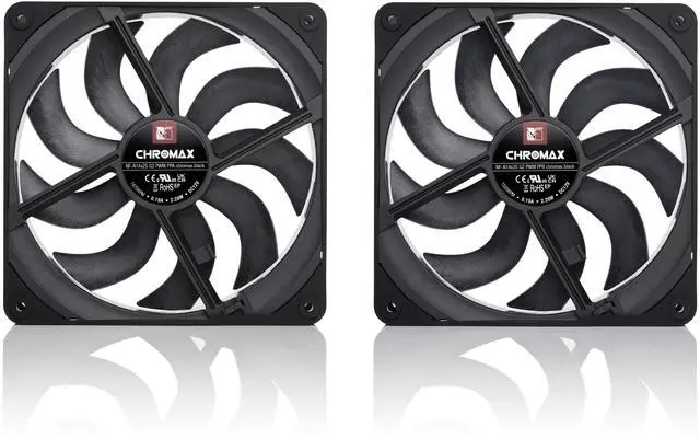 Alt view image 3 of 7 - Noctua NF-A14x25 G2 PWM Sx2-PP chromax.black, Dual Fan Set for Push-Pull and Side-by-Side Applications (Black)