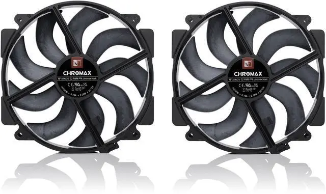 Alt view image 3 of 7 - Noctua NF-A14x25r G2 PWM Sx2-PP chromax.black, Push-Pull Set of two Premium-Quality Quiet 140mm PC Fans (Black)