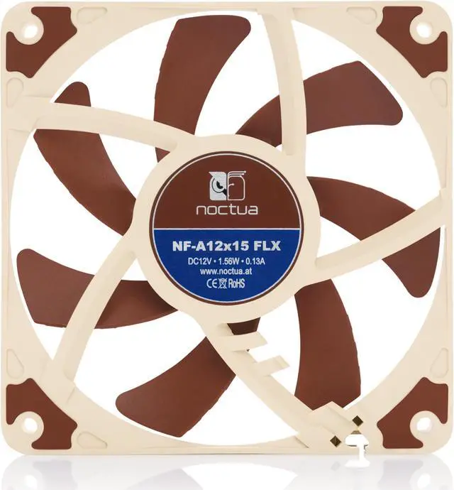 Alt view image 3 of 7 - Noctua NF-A12x15 FLX, Premium Quiet Slim Fan, 3-Pin (120x15mm, Brown)