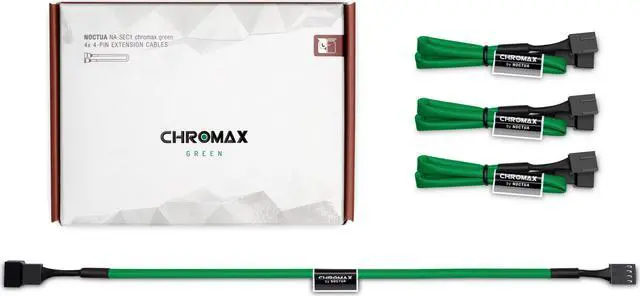 Main image of Noctua NA-SEC1 chromax.green, 3-Pin/4-Pin Extension Cables (30cm, Green)