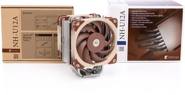 Alt view image 4 of 17 - Noctua NH-U12A, Premium CPU Cooler with High-Performance Quiet NF-A12x25 PWM Fans (120mm, Brown)