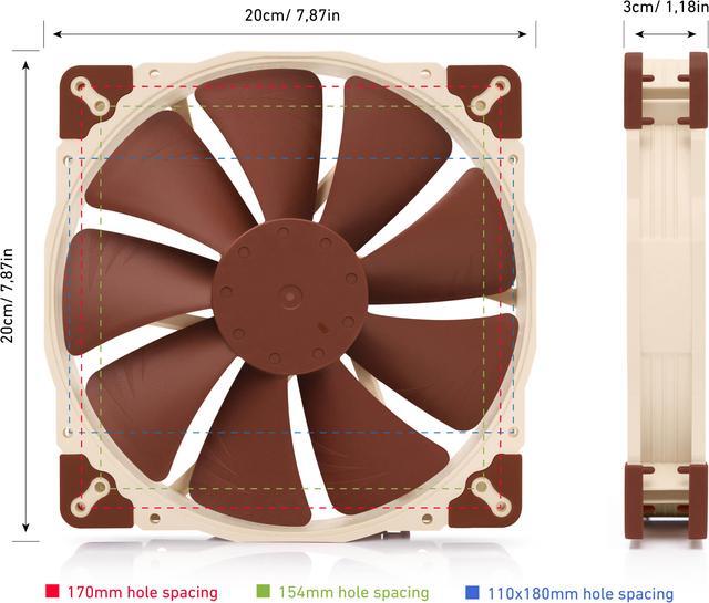 Alt view image 5 of 7 - Noctua NF-A20 5V, Premium Quiet Fan with USB Power Adaptor Cable, 3-Pin, 5V Version (200x30mm, Brown)