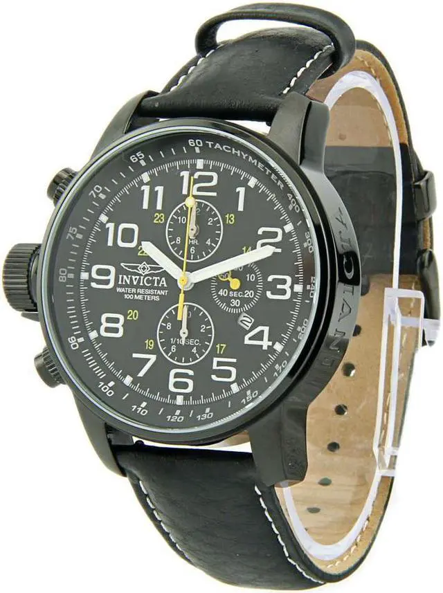 Alt view image 8 of 17 - Invicta Men's Lefty Chronograph Black Leather
